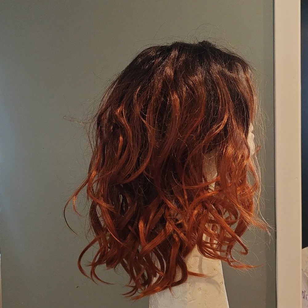 Womens Long Wavy Ombre Wig - Brown to Copper